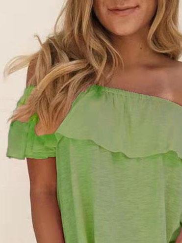 Off The Shoulder Solid Color Short Sleeve T-shirt - T-Shirts - INS | Online Fashion Free Shipping Clothing, Dresses, Tops, Shoes - 31/05/2021 - Category_T-Shirts - Color_Black