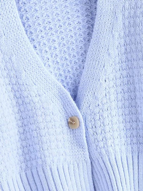 One Buttoned Cropped Pointelle Knit Cardigan - INS | Online Fashion Free Shipping Clothing, Dresses, Tops, Shoes