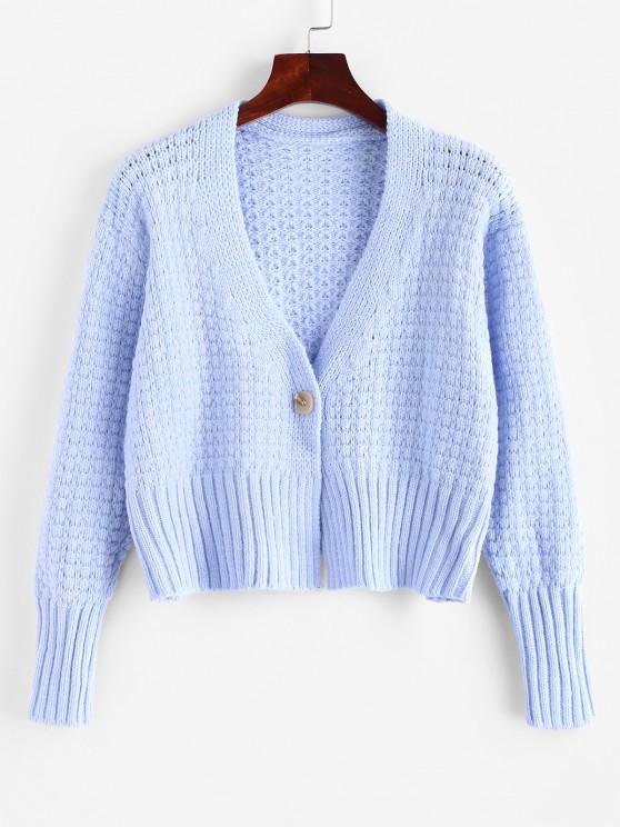 One Buttoned Cropped Pointelle Knit Cardigan - INS | Online Fashion Free Shipping Clothing, Dresses, Tops, Shoes