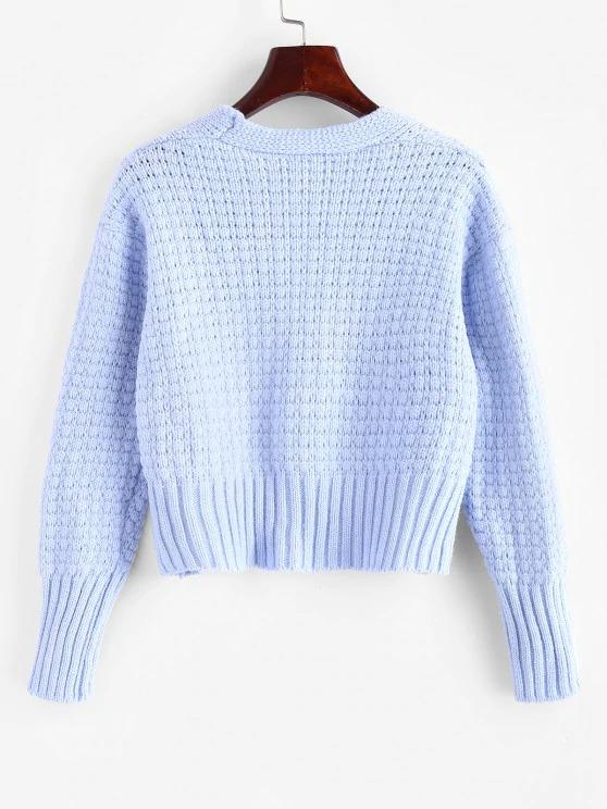 One Buttoned Cropped Pointelle Knit Cardigan - INS | Online Fashion Free Shipping Clothing, Dresses, Tops, Shoes