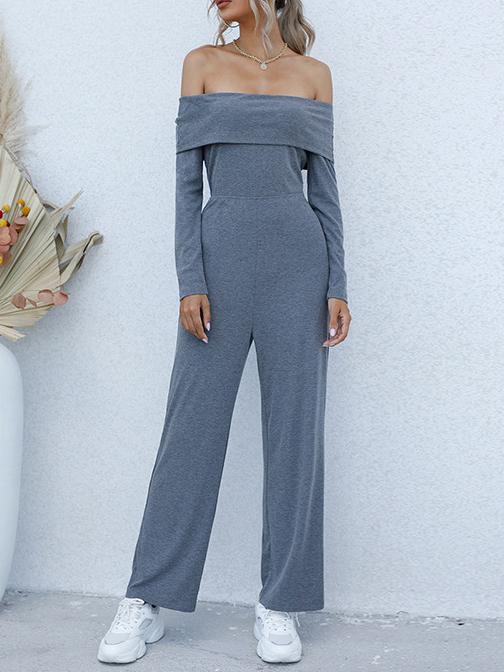 One-line Collar Off-shoulder Long-sleeved Rompers - Jumpsuits & Rompers - INS | Online Fashion Free Shipping Clothing, Dresses, Tops, Shoes - 01/07/2021 - 30-40 - Bottoms