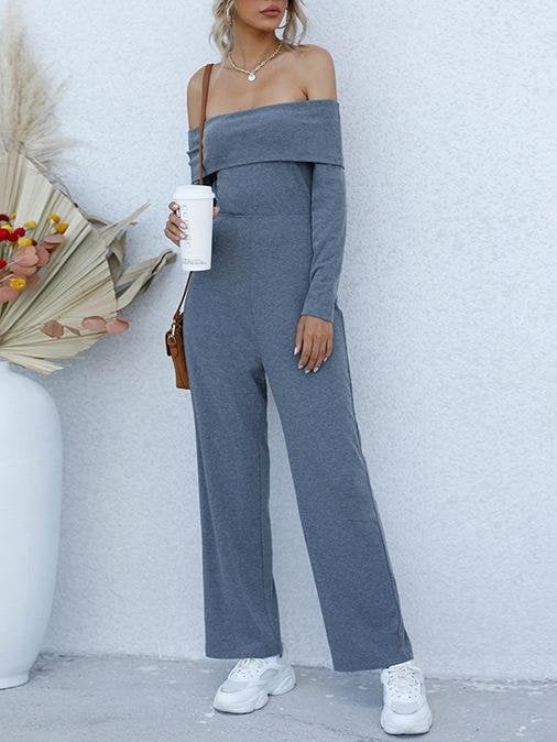 One-line Collar Off-shoulder Long-sleeved Rompers - Jumpsuits & Rompers - INS | Online Fashion Free Shipping Clothing, Dresses, Tops, Shoes - 01/07/2021 - 30-40 - Bottoms