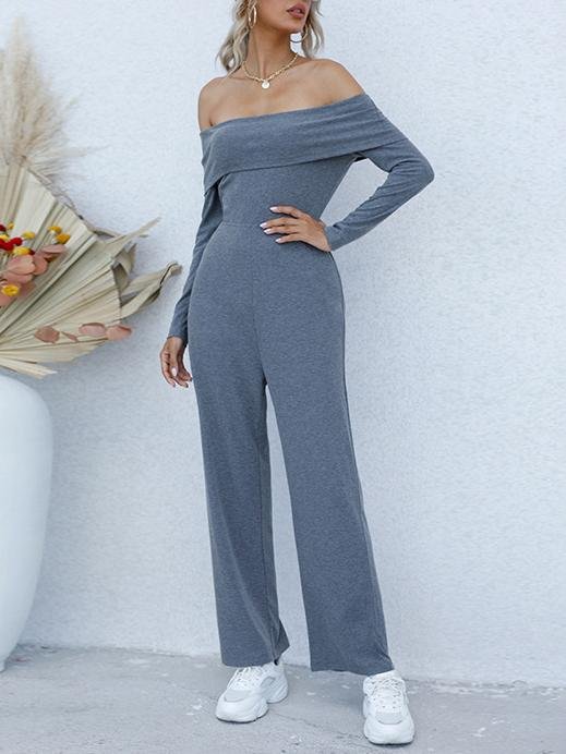 One-line Collar Off-shoulder Long-sleeved Rompers - Jumpsuits & Rompers - INS | Online Fashion Free Shipping Clothing, Dresses, Tops, Shoes - 01/07/2021 - 30-40 - Bottoms