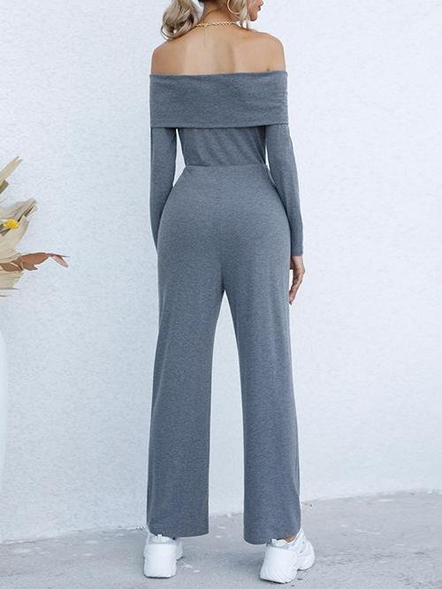 One-line Collar Off-shoulder Long-sleeved Rompers - Jumpsuits & Rompers - INS | Online Fashion Free Shipping Clothing, Dresses, Tops, Shoes - 01/07/2021 - 30-40 - Bottoms