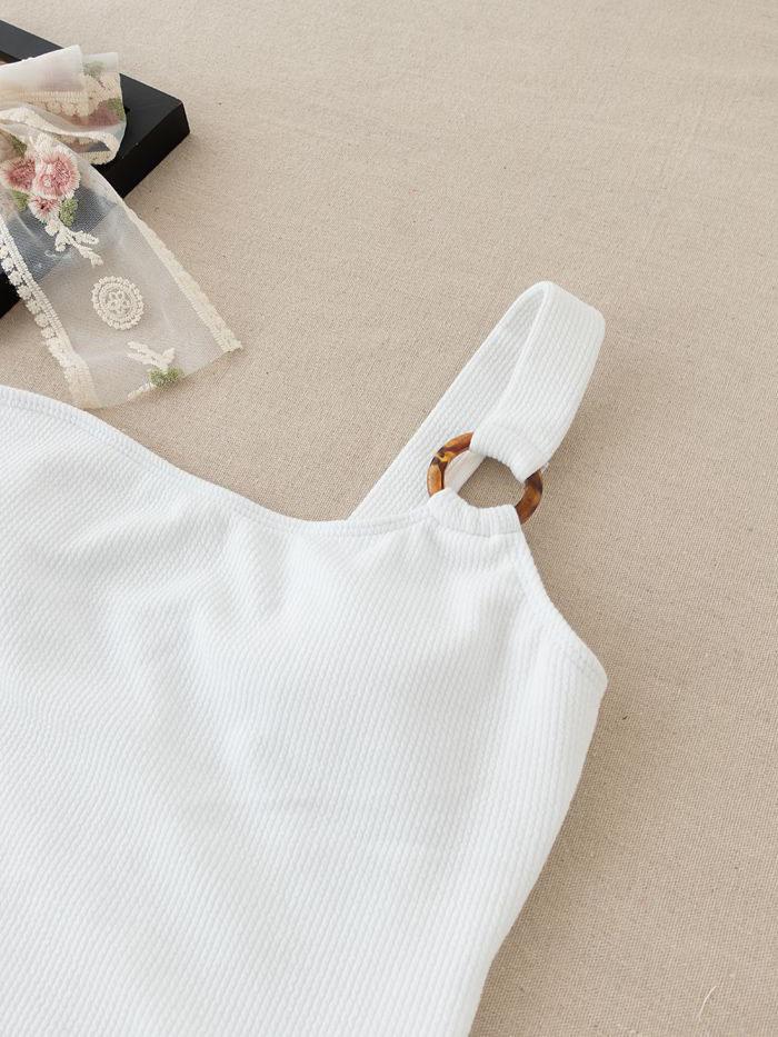 One-piece One-shoulder O Ring Sexy Swimsuit - Swimsuits - INS | Online Fashion Free Shipping Clothing, Dresses, Tops, Shoes - 23/04/2021 - BIK210423168 - Color_White