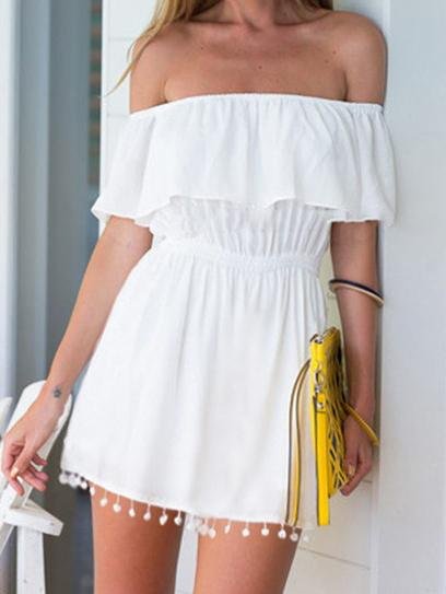 One-Shoulder Fringed Mini Dress - Mini Dresses - INS | Online Fashion Free Shipping Clothing, Dresses, Tops, Shoes - 10-20 - 17/06/2021 - Category_Mini Dresses