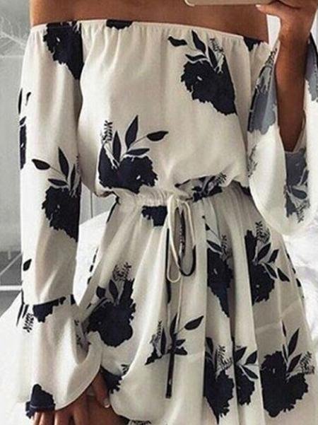 One-shoulder Open Back Printed Dress - Mini Dresses - INS | Online Fashion Free Shipping Clothing, Dresses, Tops, Shoes - 10/06/2021 - Color_White - DRE2106100328