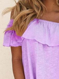 One-shoulder Ruffle Trim Solid Slim Blouse - Blouses - INS | Online Fashion Free Shipping Clothing, Dresses, Tops, Shoes - 10-20 - 22/06/2021 - BLO2106221120