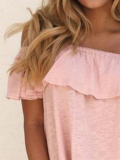 One-shoulder Ruffle Trim Solid Slim Blouse - Blouses - INS | Online Fashion Free Shipping Clothing, Dresses, Tops, Shoes - 10-20 - 22/06/2021 - BLO2106221120