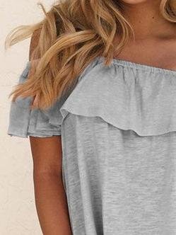One-shoulder Ruffle Trim Solid Slim Blouse - Blouses - INS | Online Fashion Free Shipping Clothing, Dresses, Tops, Shoes - 10-20 - 22/06/2021 - BLO2106221120