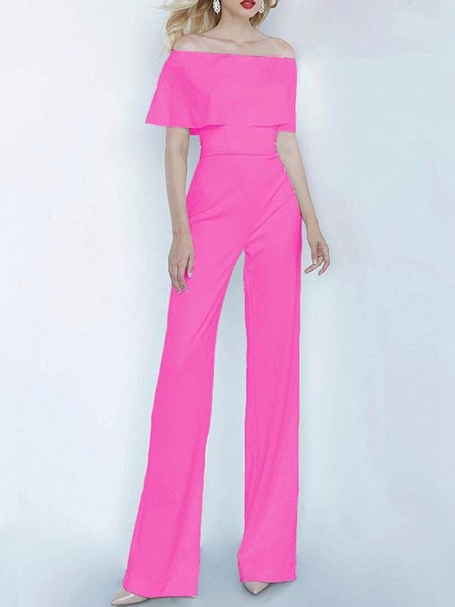 One-shoulder Short Sleeve Solid Fashion Jumpsuit - Jumpsuits & Rompers - INS | Online Fashion Free Shipping Clothing, Dresses, Tops, Shoes - 01/07/2021 - 20-30 - Bottoms