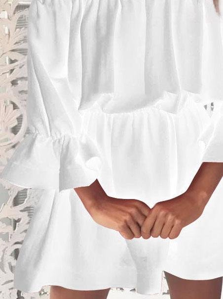 One shoulder Waisted Three-quarter Sleeve Dress - Mini Dresses - INS | Online Fashion Free Shipping Clothing, Dresses, Tops, Shoes - 04/06/2021 - Category_Mini Dresses - Color_Black