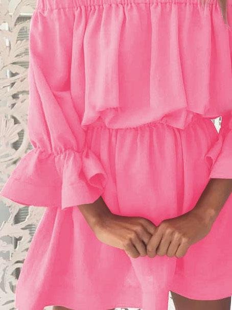 One shoulder Waisted Three-quarter Sleeve Dress - Mini Dresses - INS | Online Fashion Free Shipping Clothing, Dresses, Tops, Shoes - 04/06/2021 - Category_Mini Dresses - Color_Black