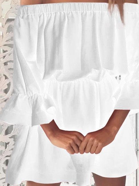 One shoulder Waisted Three-quarter Sleeve Dress - Mini Dresses - INS | Online Fashion Free Shipping Clothing, Dresses, Tops, Shoes - 04/06/2021 - Category_Mini Dresses - Color_Black