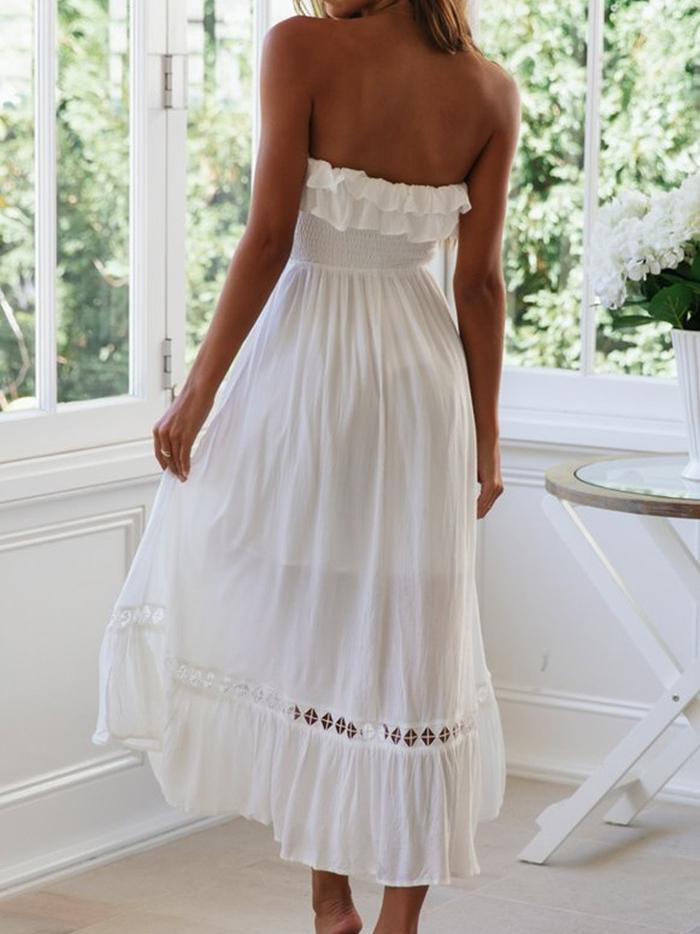 One-word Collar Solid Color Wrap Dress - Mini Dresses - INS | Online Fashion Free Shipping Clothing, Dresses, Tops, Shoes - 16/06/2021 - 30-40 - color-white