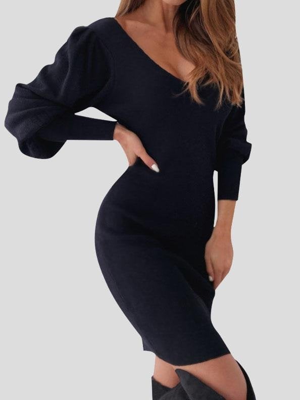 Open Back Cutout V-neck Dress - Mini Dresses - INS | Online Fashion Free Shipping Clothing, Dresses, Tops, Shoes - 10-20 - 25/06/2021 - color-black