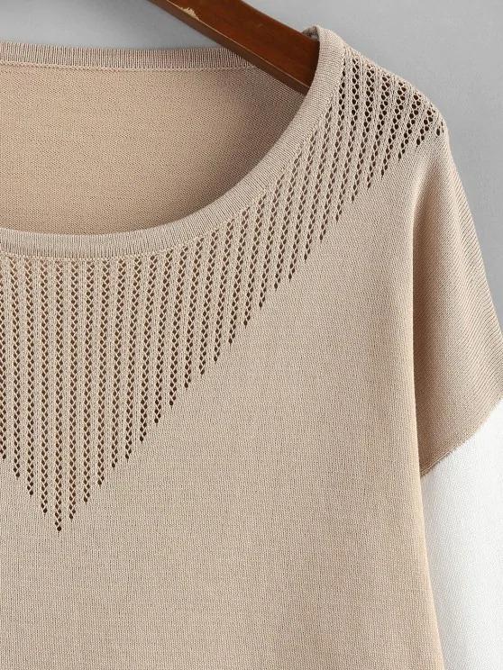 Openwork Colorblock Sweater - INS | Online Fashion Free Shipping Clothing, Dresses, Tops, Shoes