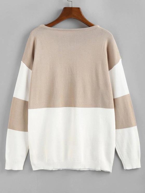 Openwork Colorblock Sweater - INS | Online Fashion Free Shipping Clothing, Dresses, Tops, Shoes