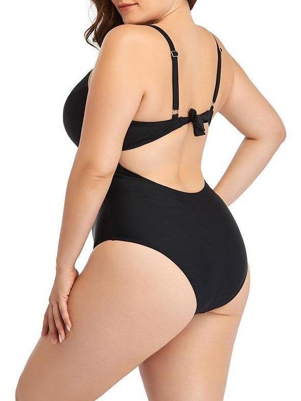 Oversized Mesh Hollow Plain One-piece Swimsuit - Plus Swimsuits - INS | Online Fashion Free Shipping Clothing, Dresses, Tops, Shoes - 22/04/2021 - Color_Black - Color_Blue