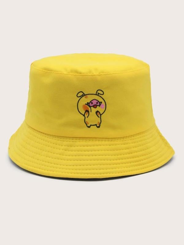 Pig Embroidery Bucket Hat - INS | Online Fashion Free Shipping Clothing, Dresses, Tops, Shoes