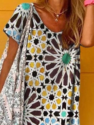 Plaid Flower Print Short Sleeve Casual Dress - Mini Dresses - INS | Online Fashion Free Shipping Clothing, Dresses, Tops, Shoes - 07/06/2021 - Category_Mini Dresses - Color_Yellow
