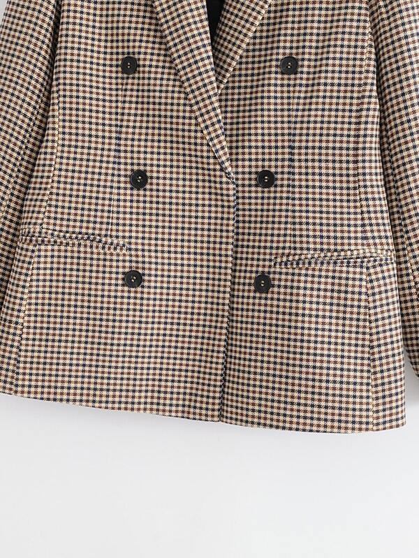 Plaid Lapel Collar Double Breasted Blazer - INS | Online Fashion Free Shipping Clothing, Dresses, Tops, Shoes