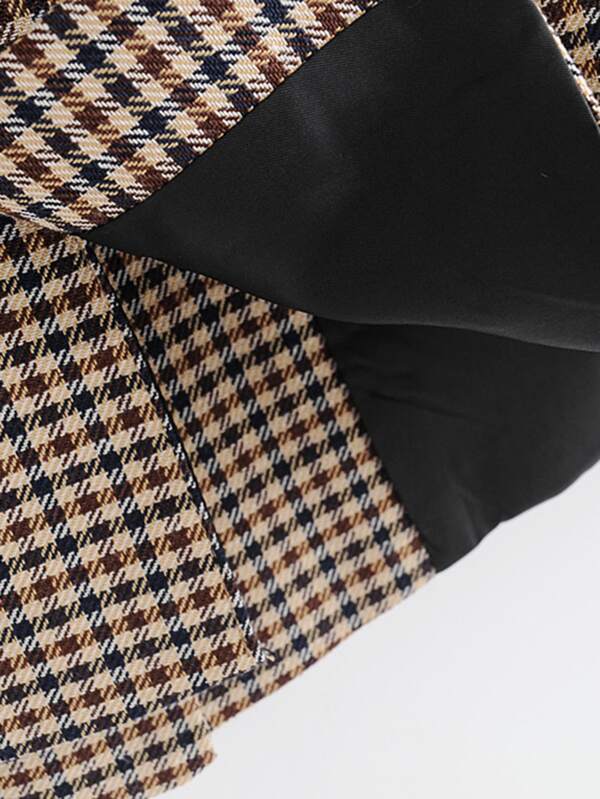 Plaid Lapel Collar Double Breasted Blazer - INS | Online Fashion Free Shipping Clothing, Dresses, Tops, Shoes