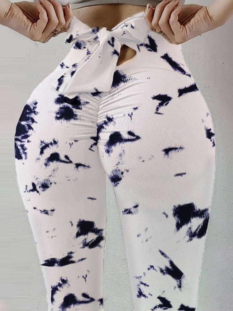 Plain Bowknot Design Cut-out Skinny Sporty Pants - Leggings - INS | Online Fashion Free Shipping Clothing, Dresses, Tops, Shoes - 04/05/2021 - Color_Gray - Color_White