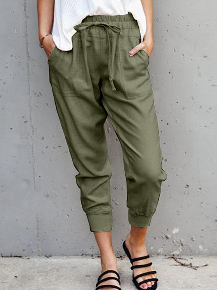Plain Solid Lace-up Casual Pants - Pants - INS | Online Fashion Free Shipping Clothing, Dresses, Tops, Shoes - 07/07/2021 - 20-30 - Bottoms