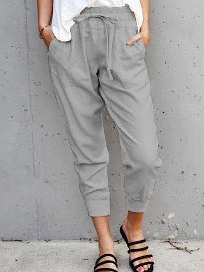 Plain Solid Lace-up Casual Pants - Pants - INS | Online Fashion Free Shipping Clothing, Dresses, Tops, Shoes - 07/07/2021 - 20-30 - Bottoms