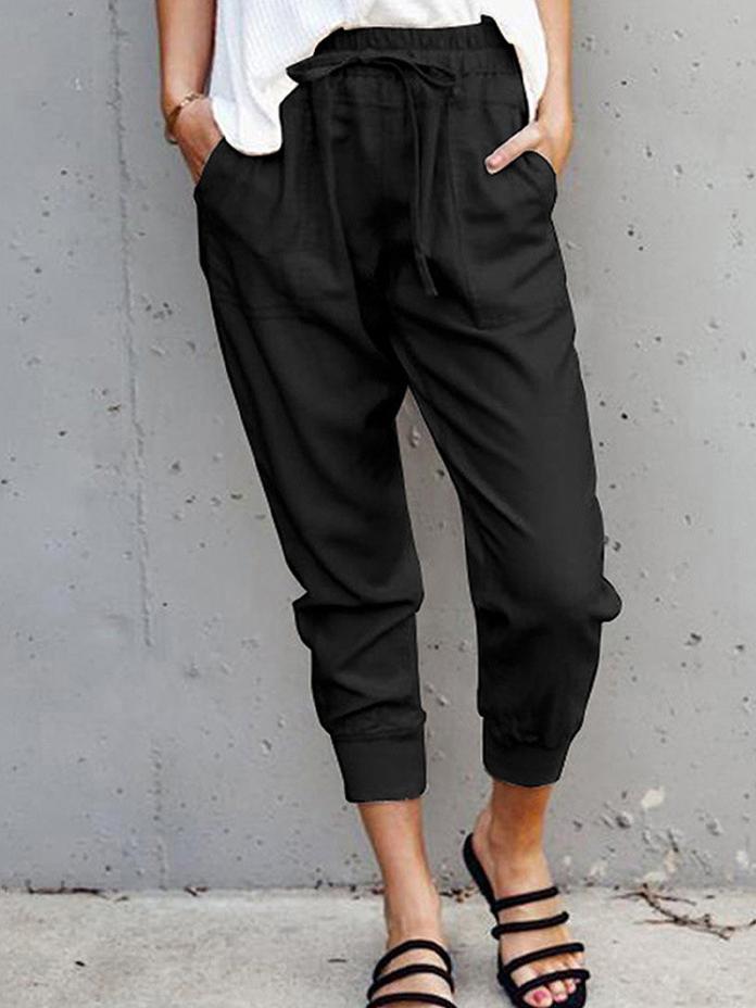 Plain Solid Lace-up Casual Pants - Pants - INS | Online Fashion Free Shipping Clothing, Dresses, Tops, Shoes - 07/07/2021 - 20-30 - Bottoms