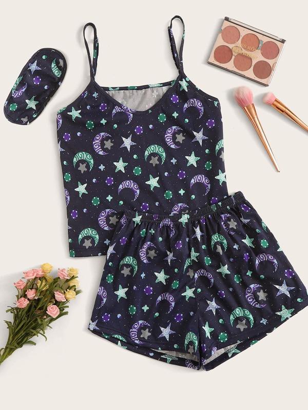 Plus Galaxy Print PJ Set & Eye Cover - INS | Online Fashion Free Shipping Clothing, Dresses, Tops, Shoes