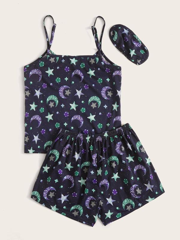 Plus Galaxy Print PJ Set & Eye Cover - INS | Online Fashion Free Shipping Clothing, Dresses, Tops, Shoes