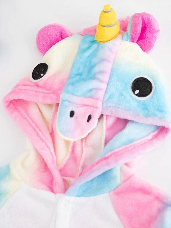 Plush Button Through Pocket Rainbow Unicorn Costume Pajama Onesie - INS | Online Fashion Free Shipping Clothing, Dresses, Tops, Shoes