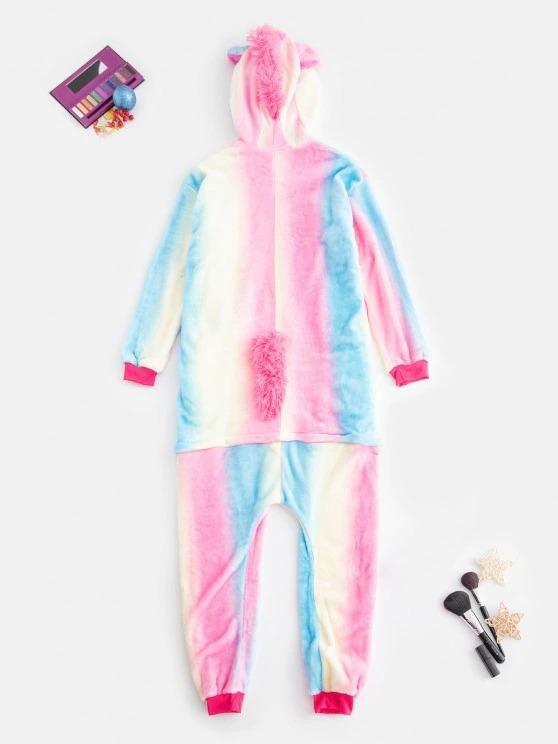 Plush Button Through Pocket Rainbow Unicorn Costume Pajama Onesie - INS | Online Fashion Free Shipping Clothing, Dresses, Tops, Shoes