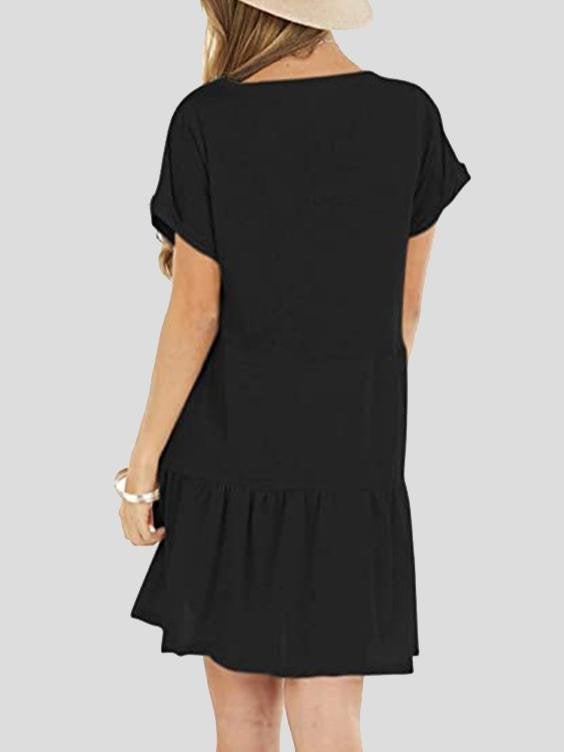 Pocket Short Sleeve Mini Dress - Mini Dresses - INS | Online Fashion Free Shipping Clothing, Dresses, Tops, Shoes - 20-30 - 22/06/2021 - color-black