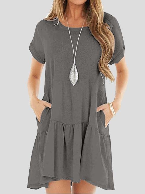 Pocket Short Sleeve Mini Dress - Mini Dresses - INS | Online Fashion Free Shipping Clothing, Dresses, Tops, Shoes - 20-30 - 22/06/2021 - color-black