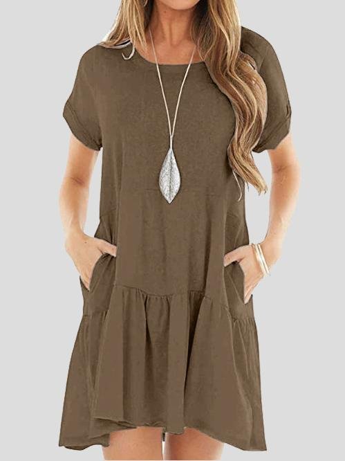 Pocket Short Sleeve Mini Dress - Mini Dresses - INS | Online Fashion Free Shipping Clothing, Dresses, Tops, Shoes - 20-30 - 22/06/2021 - color-black