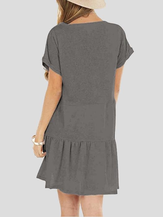 Pocket Short Sleeve Mini Dress - Mini Dresses - INS | Online Fashion Free Shipping Clothing, Dresses, Tops, Shoes - 20-30 - 22/06/2021 - color-black