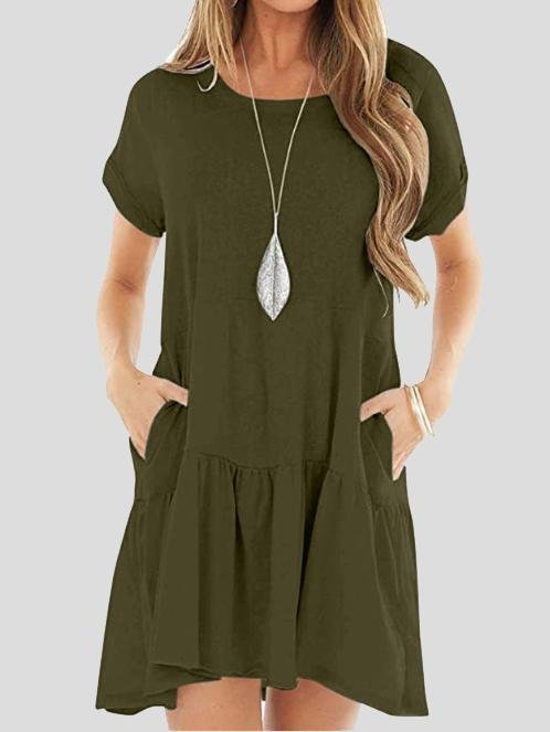 Pocket Short Sleeve Mini Dress - Mini Dresses - INS | Online Fashion Free Shipping Clothing, Dresses, Tops, Shoes - 20-30 - 22/06/2021 - color-black