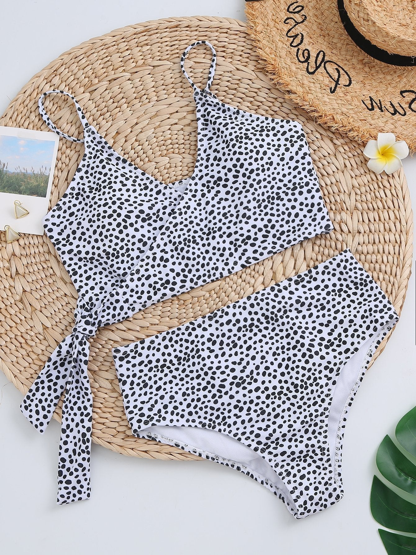 Polka Dot Cross Bandage High Waist Bikini - Bikini - INS | Online Fashion Free Shipping Clothing, Dresses, Tops, Shoes - 06//04/2021 - Beach - Bikini
