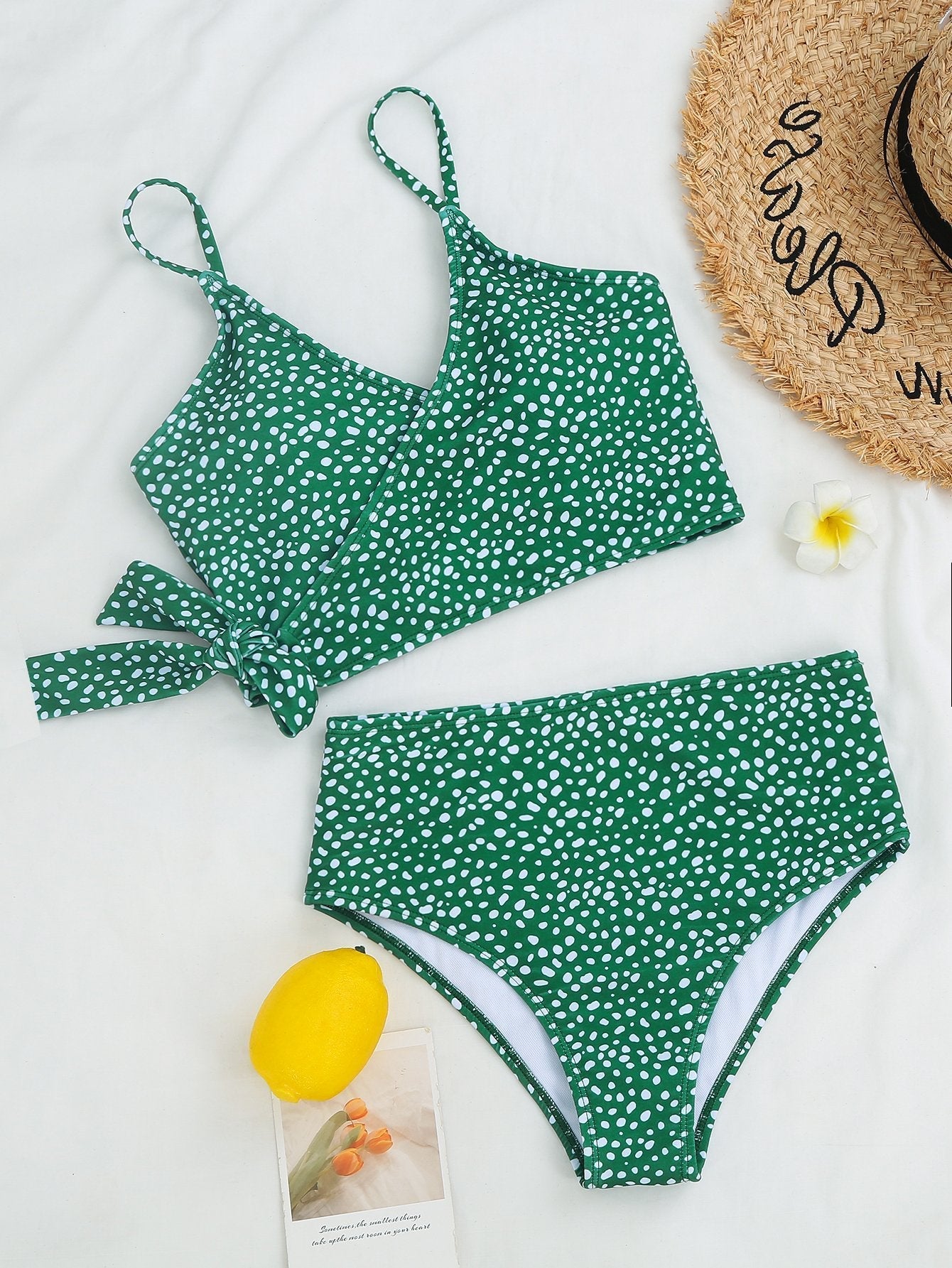 Polka Dot Cross Bandage High Waist Bikini - Bikini - INS | Online Fashion Free Shipping Clothing, Dresses, Tops, Shoes - 06//04/2021 - Beach - Bikini