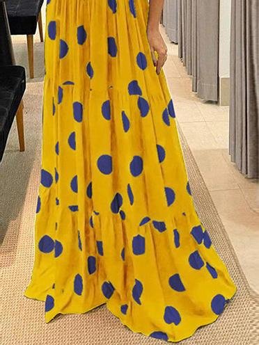 Polka Dot Halterneck Sleeveless Tunic Dress - Maxi Dresses - INS | Online Fashion Free Shipping Clothing, Dresses, Tops, Shoes - 08/06/2021 - Category_Maxi Dresses - Color_Black