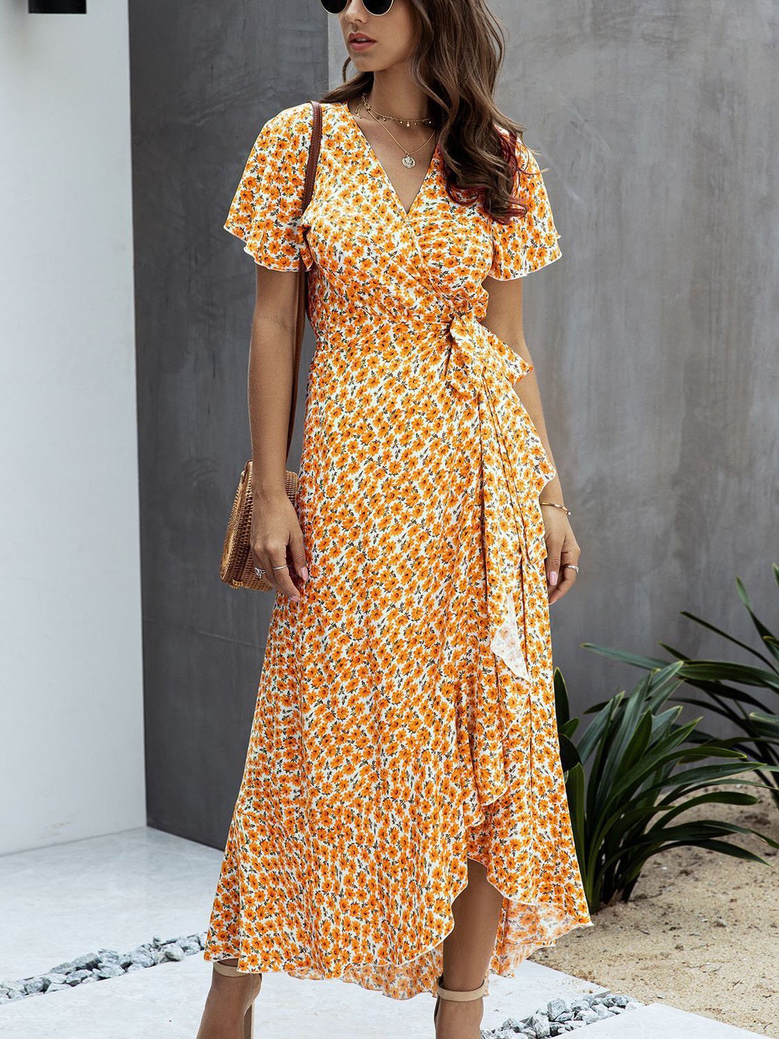 Polka-dot V-neck Ruffled Short-sleeved Princess Dress - Maxi Dresses - INS | Online Fashion Free Shipping Clothing, Dresses, Tops, Shoes - 20-30 - 23/07/2021 - color-black