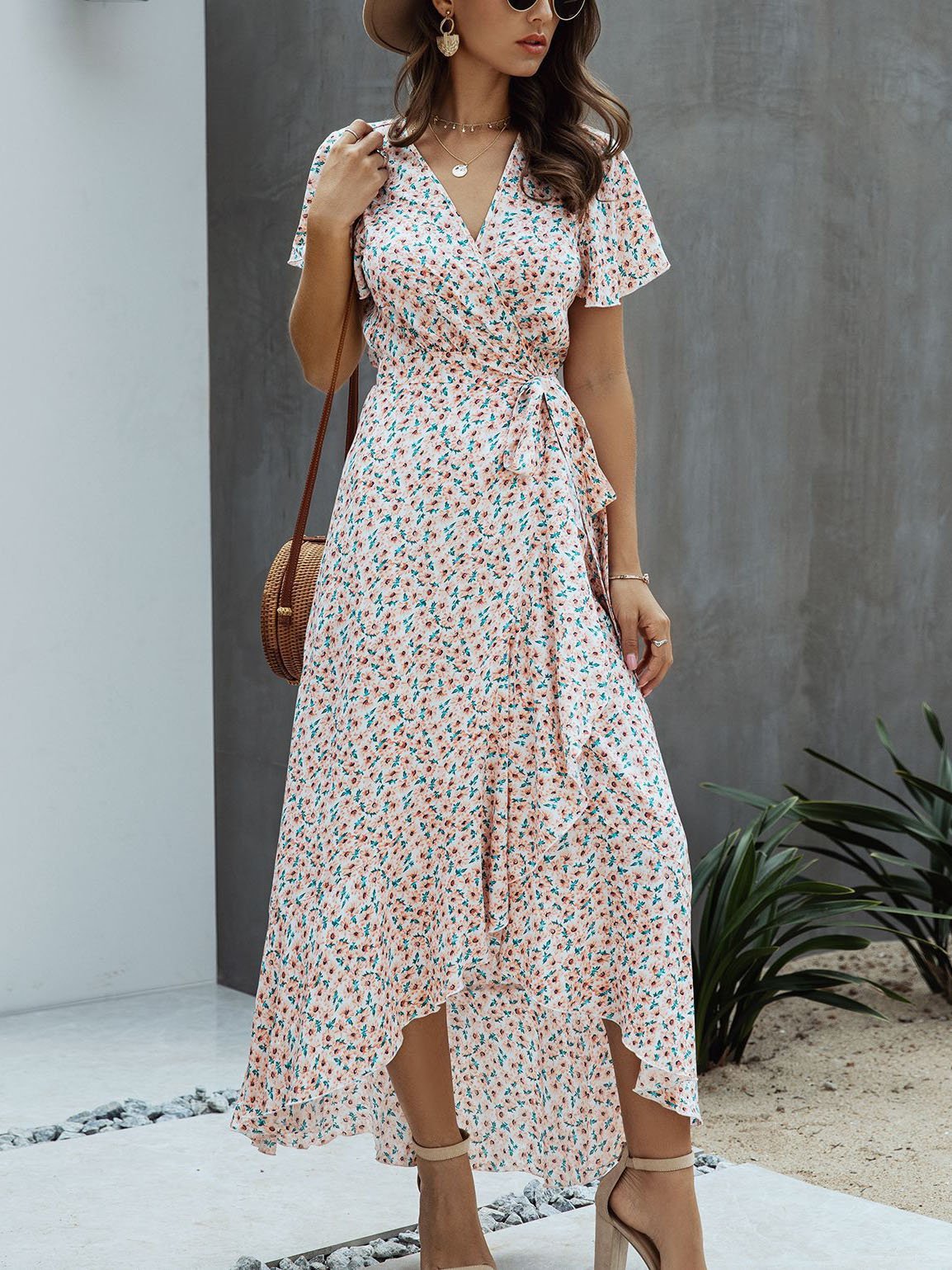 Polka-dot V-neck Ruffled Short-sleeved Princess Dress - Maxi Dresses - INS | Online Fashion Free Shipping Clothing, Dresses, Tops, Shoes - 20-30 - 23/07/2021 - color-black