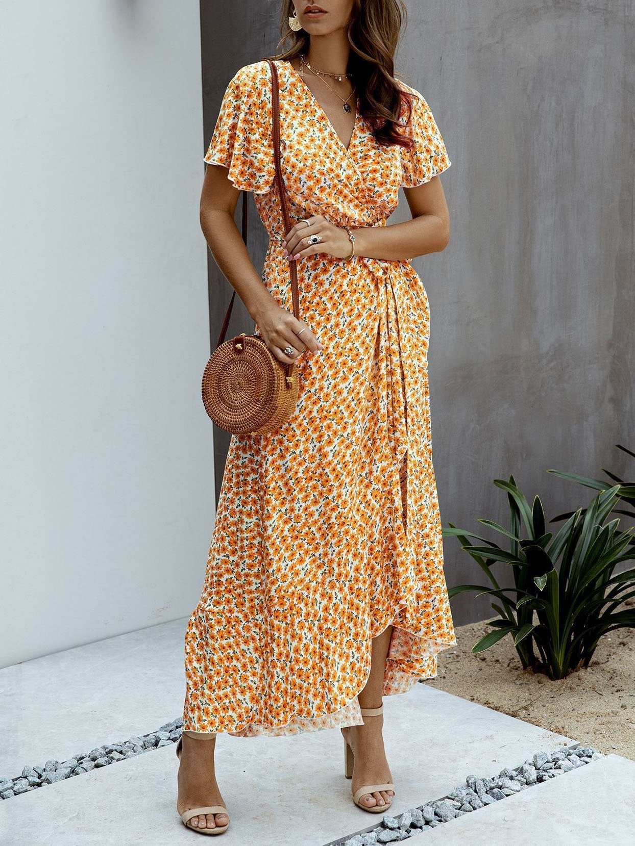 Polka-dot V-neck Ruffled Short-sleeved Princess Dress - Maxi Dresses - INS | Online Fashion Free Shipping Clothing, Dresses, Tops, Shoes - 20-30 - 23/07/2021 - color-black