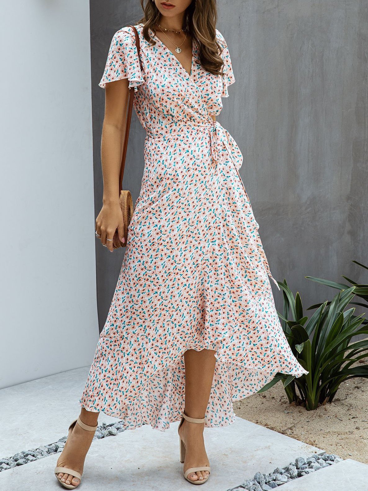 Polka-dot V-neck Ruffled Short-sleeved Princess Dress - Maxi Dresses - INS | Online Fashion Free Shipping Clothing, Dresses, Tops, Shoes - 20-30 - 23/07/2021 - color-black