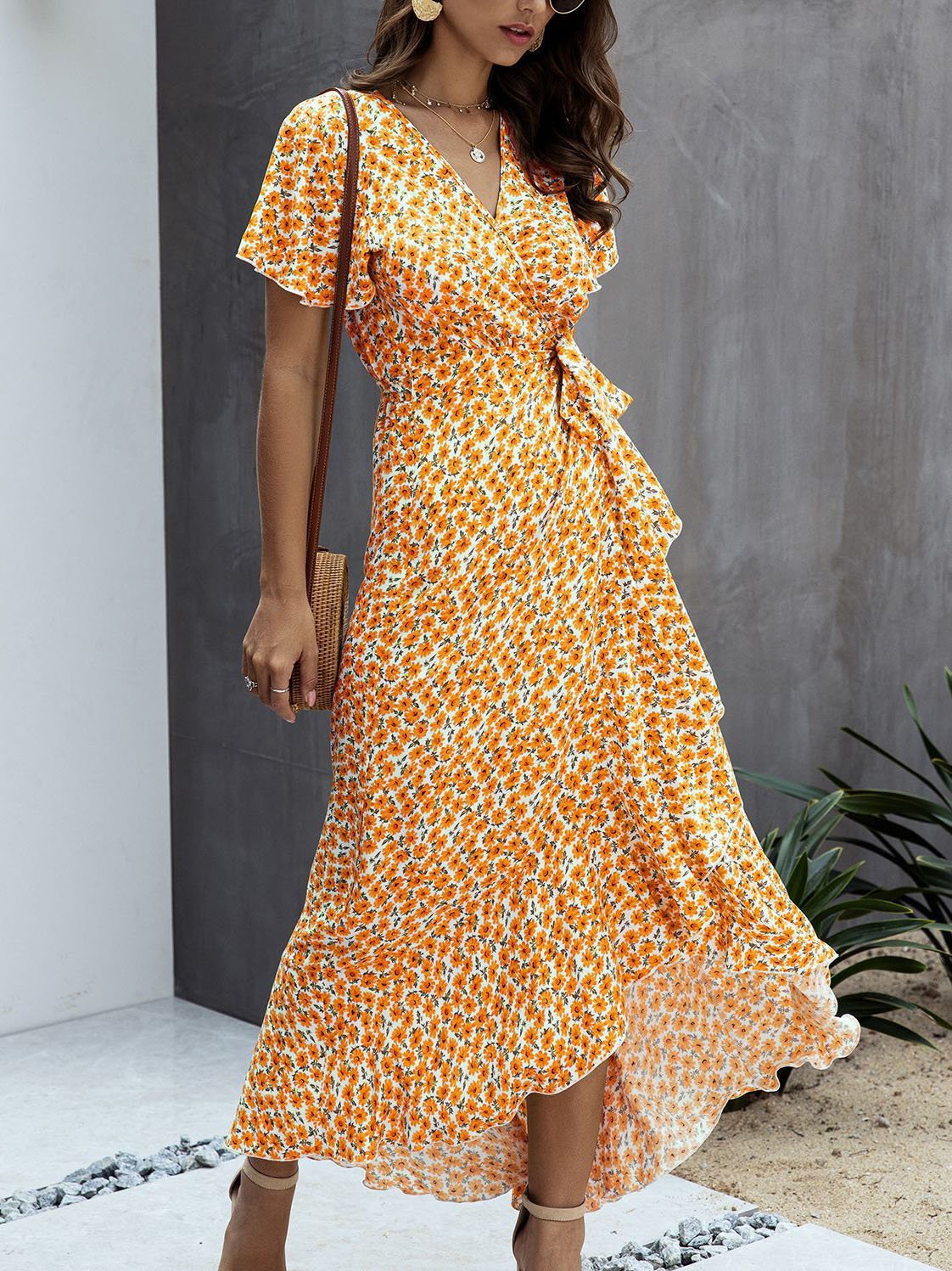 Polka-dot V-neck Ruffled Short-sleeved Princess Dress - Maxi Dresses - INS | Online Fashion Free Shipping Clothing, Dresses, Tops, Shoes - 20-30 - 23/07/2021 - color-black