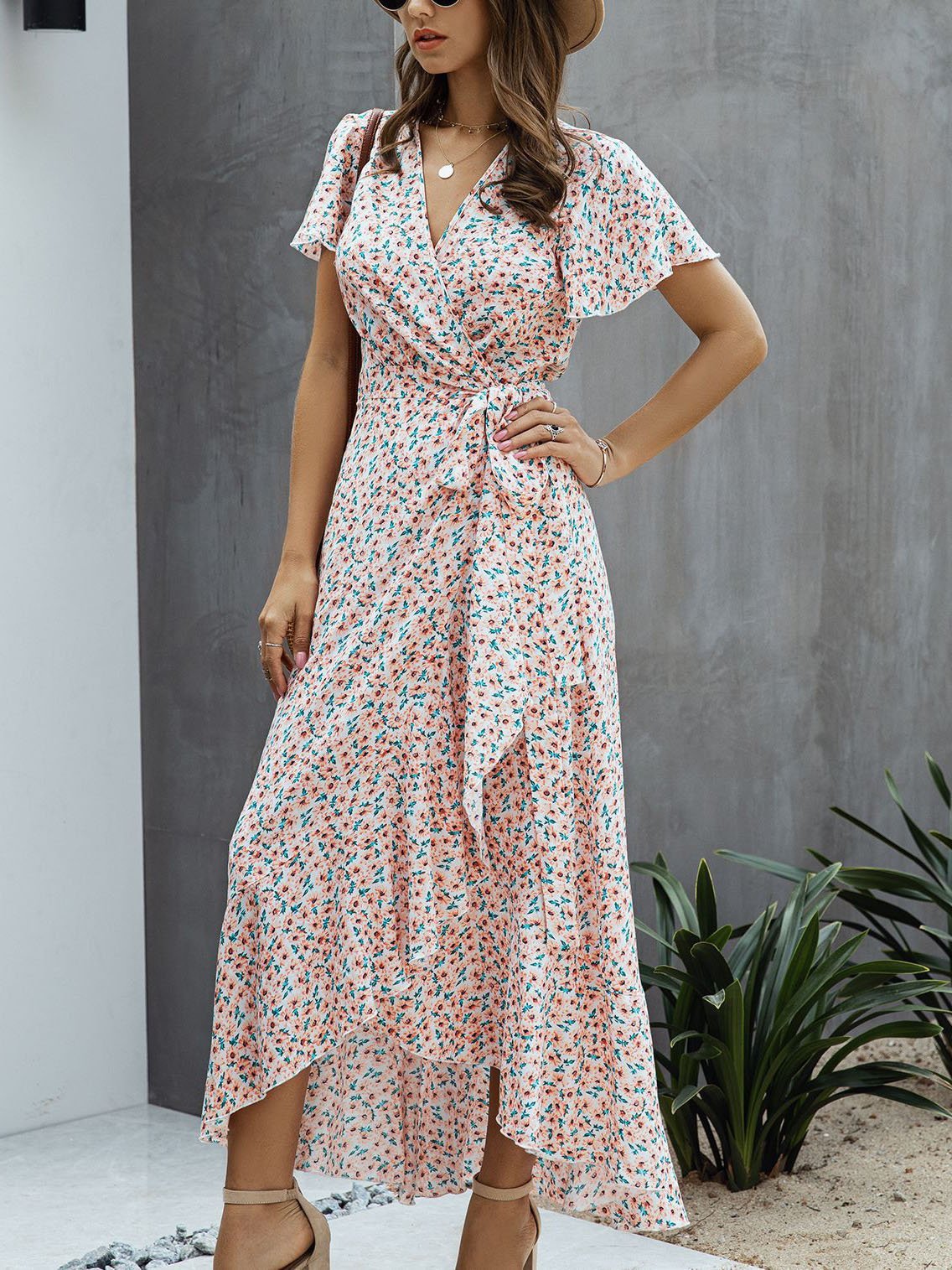 Polka-dot V-neck Ruffled Short-sleeved Princess Dress - Maxi Dresses - INS | Online Fashion Free Shipping Clothing, Dresses, Tops, Shoes - 20-30 - 23/07/2021 - color-black