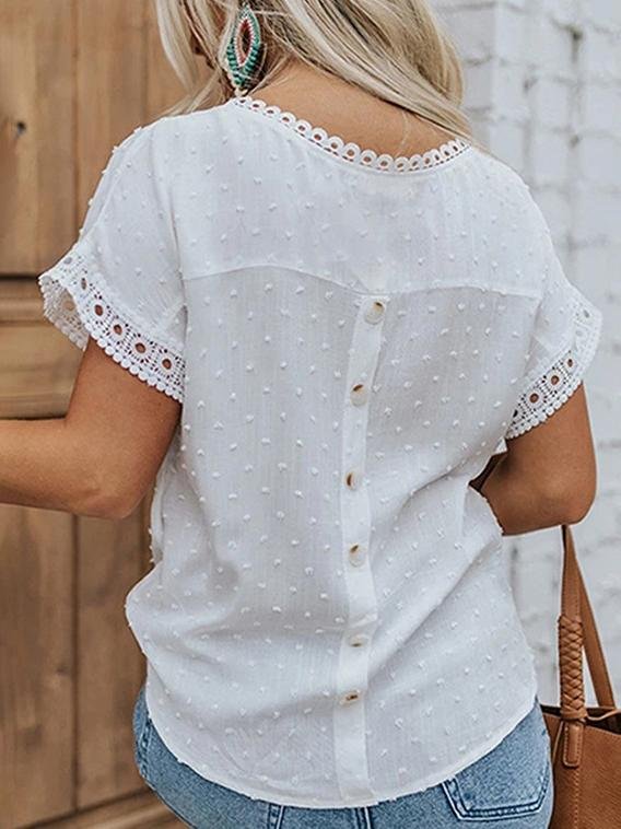 Pompom Hollow Casual T-shirt - T-shirts - INS | Online Fashion Free Shipping Clothing, Dresses, Tops, Shoes - 18/06/2021 - 20-30 - color-black